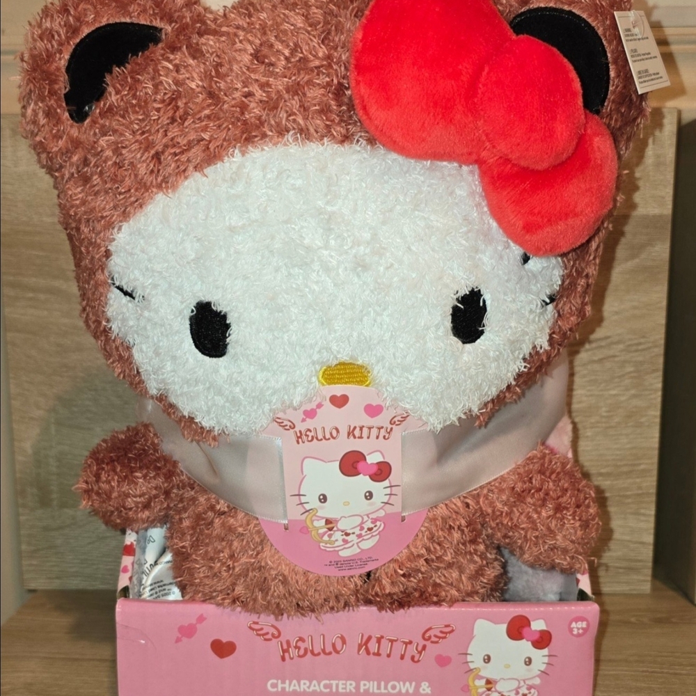Bear Hello Kitty Plush Character Pillow And Throw